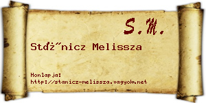 Stánicz Melissza névjegykártya